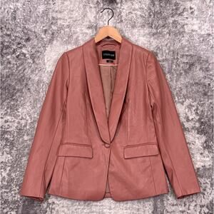 Wildfang Jacket XS Womens The Empower Vegan Leather Tux Blazer Rose Pink